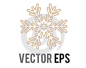 Vector golden winter snowflake Christmas decoration icon