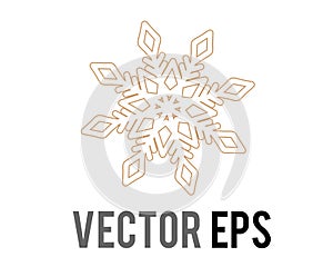Vector golden winter snowflake Christmas decoration icon