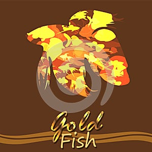 Vector goldfish on a brown background