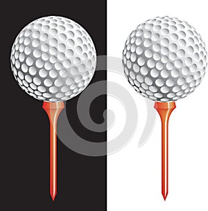 Vector golf ball on tee