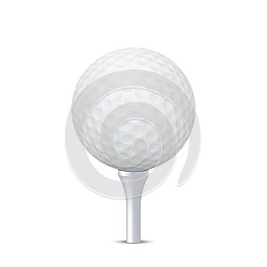 Vector golf ball on tee photo