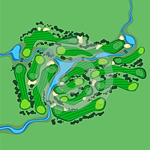 Vector golf course aerial view