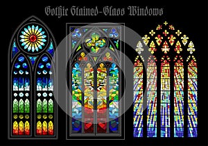 Vector Gothic Stained-Glass Windows