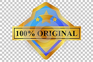 Vector Gradient Blue and Golden Badge 100% Original, at transparent effect background