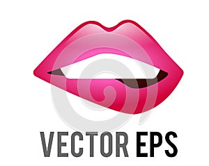 Vector gradient human mouth icon with biting lip lips and teeth