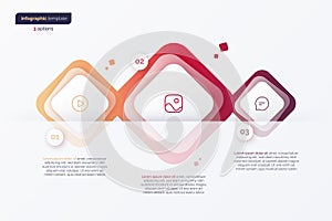 Vector gradient minimalistic infographic template composed of 3 rounded squares