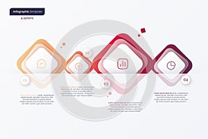 Vector gradient minimalistic infographic template composed of 4 rounded squares