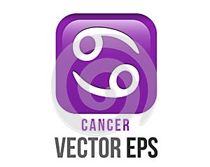 Vector gradient purple Cancer astrological sign icon in the Zodiac,  represents Crab.Vector gradient purple Scorpio astrological