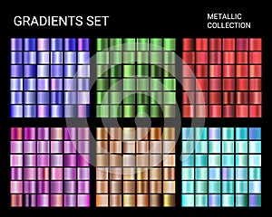 Vector Gradients Mega Set Big collection of chrome metallic gradients glossy colors backgrounds purple, blue, green