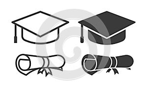 Vector graduation icon outline and glyph style