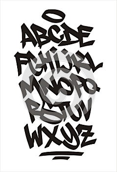 Vector graffiti font. Handwritten alphabet photo