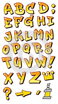 Vector graffiti fonts letters alphabet for design logos