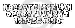 Vector graffiti and hip hop font 90s style.