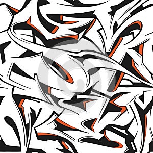 Vector graffiti illustration, seamless pattern, street art graffiti urban theme