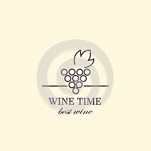 Vector grape vine and wine bottles, logo design template. photo