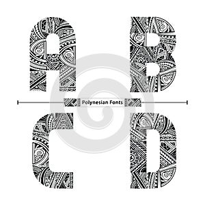 Alphabet Polynesian style in a set ABCD photo