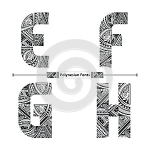 Alphabet Polynesian style in a set EFGH photo
