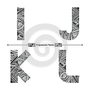 Alphabet Polynesian style in a set IJKL photo