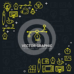 Vector Graphic. Background with doodle design elements.