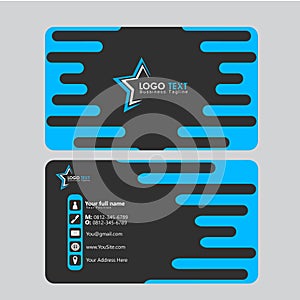 Vector Graphic of Business Card Design with liquid black  blue  and white color scheme.