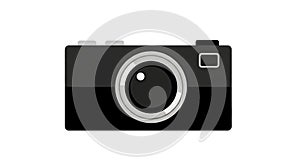 Black digital camera illustration on a white background, perfect for design