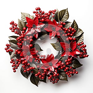 Vector graphic of Christmas wreath isolated on white background