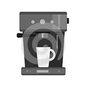 Vector graphic coffee machine on white background. Kitchen applience, ofice equipment, coffe device, household concept.