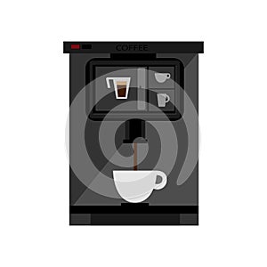 Vector graphic coffee machine on white background. Kitchen applience, ofice equipment, coffe device, household concept.