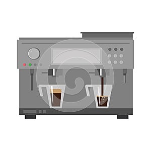 Vector graphic coffee machine on white background. Kitchen applience, ofice equipment, coffe device, household concept.