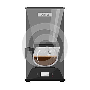 Vector graphic coffee machine on white background. Kitchen applience, ofice equipment, coffe device, household concept.