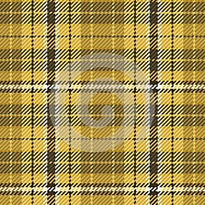 Vector graphic of dark yellow, brown and white gingham cloth background with fabric texture. Seamless fabric texture. Suits for