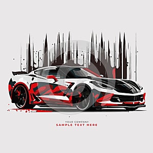 Vector graphic design illustration of an American muscle car