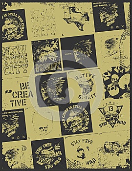 Vector graphic design of various random objects.