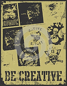 Vector graphic design of various random objects.