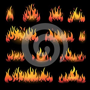 Vector graphic flames illustration isolated on black