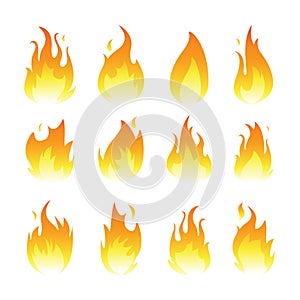 Vector graphic flames illustration isolated on white