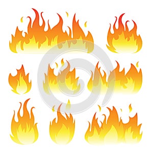 Vector graphic flames illustration isolated on white