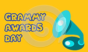 Vector graphic of Grammy awards day for Grammy awards day celebration. flat design. flyer design. photo