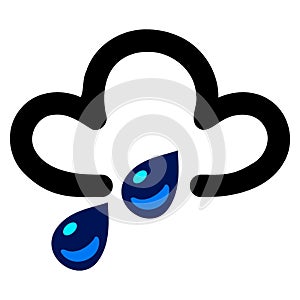 Vector graphic of a heavy rain symbol as used on weather maps shown on television weather forecasts. It consists of dark cloud