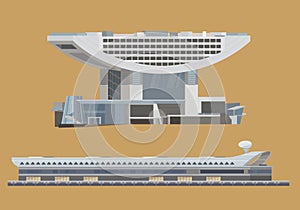 Vector graphic of Hong Kong cruise terminal and peak tower