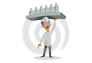 Vector Graphic Illustration of Indian Dabbawala