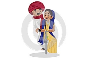 Vector graphic illustration of Indian Gujarati Couple