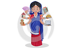 Vector graphic illustration of Indian Gujarati Woman