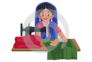 Vector graphic illustration of Indian Gujarati Woman