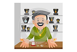 Vector Graphic Illustration of Indian Male Jeweler