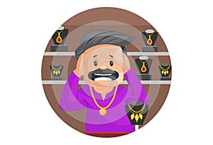 Vector Graphic Illustration of Indian Male Jeweler