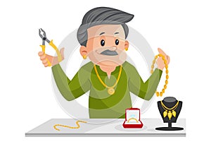Vector Graphic Illustration of Indian Male Jeweler