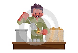 Vector Graphic Illustration of Indian Street Vendor.