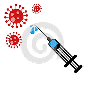 vector graphic illustration of injection and corona virus