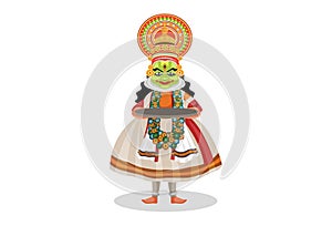 Vector graphic illustration of Kathakali Dancer